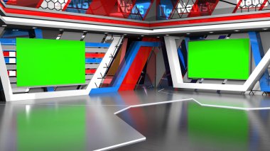 Haber Stüdyosu, TV programları için arkaplan .tv Wall3D Sanal Haber Stüdyosu Arkaplanı, 3D illüstrasyon