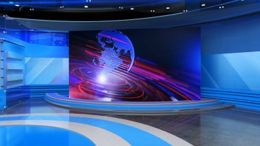 Haber Stüdyosu, TV programları için arkaplan .tv Wall3D Sanal Haber Stüdyosu Arkaplanı, 3D illüstrasyon