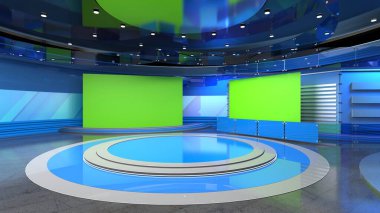 Haber Stüdyosu, TV programları için arkaplan .tv Wall3D Sanal Haber Stüdyosu Arkaplanı, 3D illüstrasyon