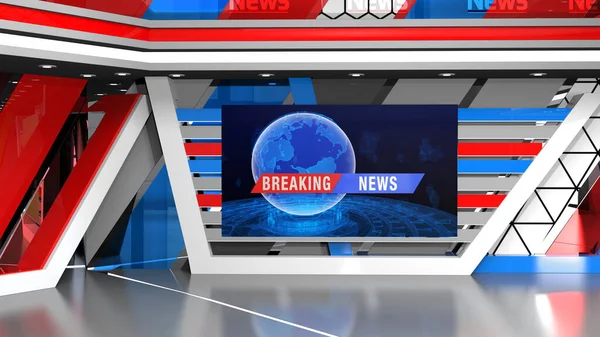 News Studio Backdrop Shows Wall Virtual News Studio Background Illustration — Stock Photo, Image