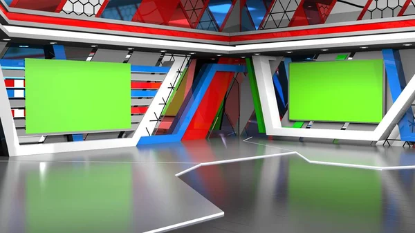 News Studio Hintergrund Für Shows Auf Wall Virtual News Studio — Stockfoto