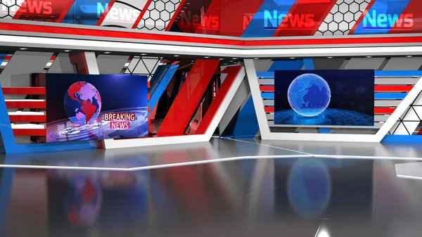 News Studio Backdrop Shows Wall Virtual News Studio Background Illustration — 스톡 사진