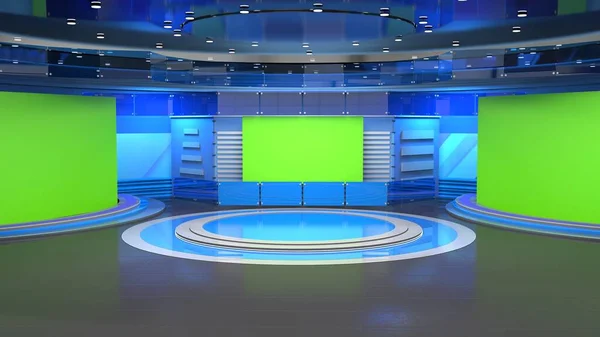 News Studio Backdrop Shows Wall Virtual News Studio Background Illustration — 图库照片