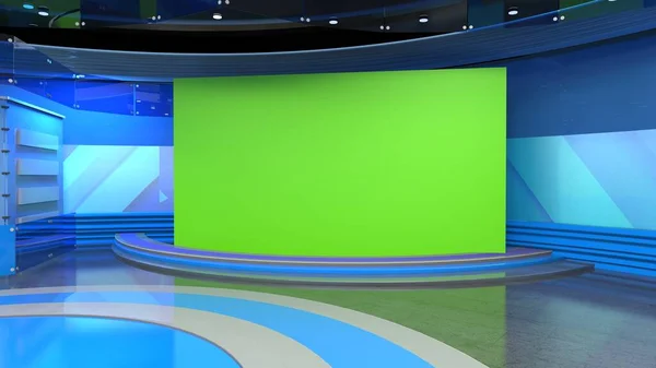 News Studio Backdrop Műsorok Falon Virtuális Hírek Studio Háttér Illusztráció — Stock Fotó