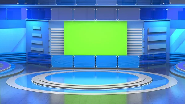 News Studio, Backdrop For TV Shows .TV On Wall.3D Virtual News Studio Background, 3d illustration