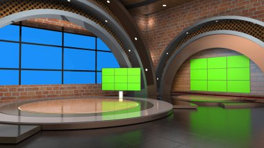 Klasik kapalı alan 3 boyutlu sanal stüdyo _ Haber Stüdyosu, Wall3D Sanal Haber Stüdyosu Arkaplan Döngüsü 'ndeki TV programları için arka plan.