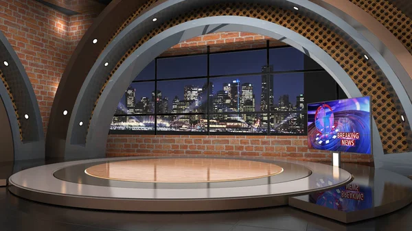 Klasik kapalı alan 3 boyutlu sanal stüdyo _ Haber Stüdyosu, Wall3D Sanal Haber Stüdyosu Arkaplan Döngüsü 'ndeki TV programları için arka plan.