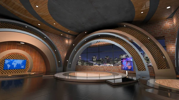 Klasik kapalı alan 3 boyutlu sanal stüdyo _ Haber Stüdyosu, Wall3D Sanal Haber Stüdyosu Arkaplan Döngüsü 'ndeki TV programları için arka plan.