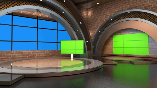 Klasik kapalı alan 3 boyutlu sanal stüdyo _ Haber Stüdyosu, Wall3D Sanal Haber Stüdyosu Arkaplan Döngüsü 'ndeki TV programları için arka plan.