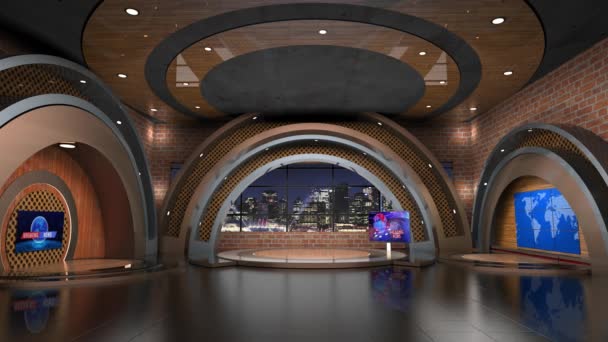 Klassieke Indoor Virtuele Studio News Studio Achtergrond Voor Shows Wall — Stockvideo