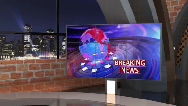 Clásico Estudio Virtual Indoor News Studio Telón Fondo Para Programas — Vídeos de Stock