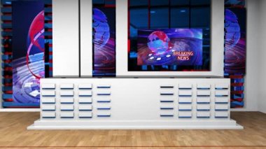 3D Sanal TV Stüdyo Haberleri, 3D Wall3D Sanal Haber Stüdyo Arkaplanı, Döngü TV Şovları için Arkaplan