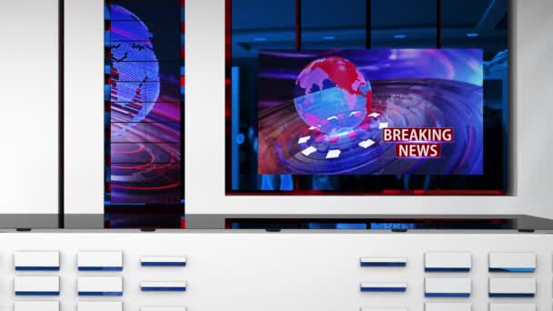 Virtual Studio News Backdrop Shows Wall Virtual News Studio Background — Stock Video
