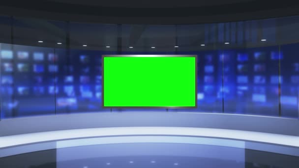 Virtual Studio News Backdrop Shows Wall Virtual News Studio Background — Stock video