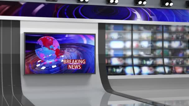 Virtual Studio News Fundo Para Programas Wall Virtual News Studio — Vídeo de Stock