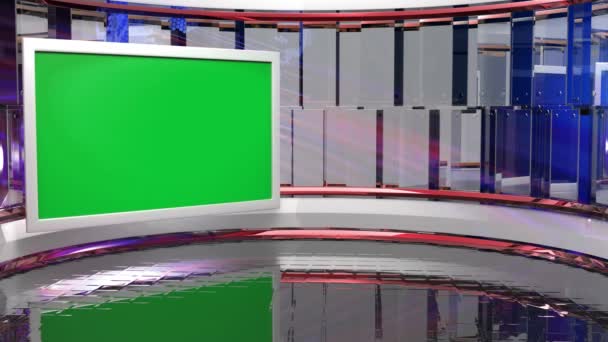 News Studio Backdrop Shows Wall Virtual News Studio Background Loop — Stock Video