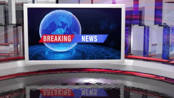 News Studio Backdrop Shows Wall Virtual News Studio Background Loop — Stock Video