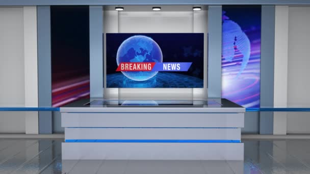 News Studio Backdrop Shows Wall Virtual News Studio Pozadí Smyčka — Stock video