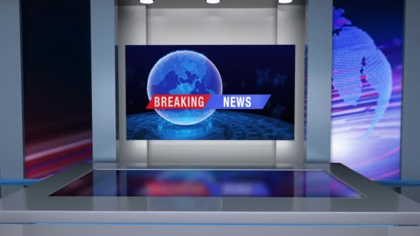 Nieuws Studio Achtergrond Voor Shows Aan Muur Virtual News Studio — Stockvideo