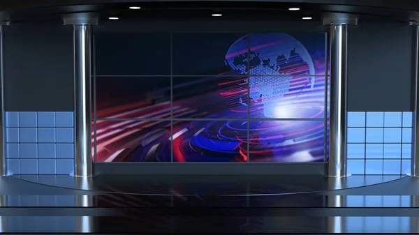 News Studio Set Virtual Green Screen Background — стокове фото