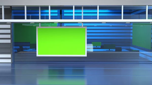 Set Estúdio Notícias Virtual Green Screen Background Ilustração — Fotografia de Stock