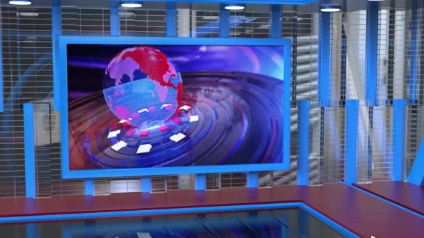 News Studio Set Virtual Green Screen Background Loop — Stock video