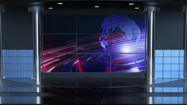 ニューステレビスタジオセット バーチャルグリーンスクリーン背景ループ — ストック動画
