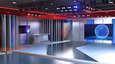 3D Sanal TV Stüdyo Haberleri, 3D Wall3D Sanal Haber Stüdyosu Arkaplanındaki TV Gösterileri için Arkaplan