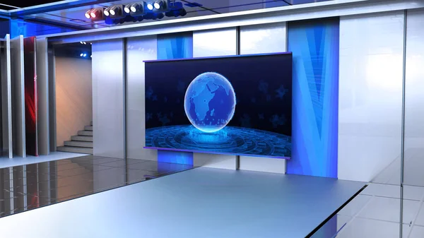 Virtual Studio News Backdrop Shows Wall Virtual News Studio Background — Stock Photo, Image