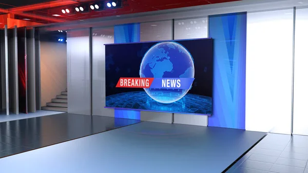 Virtual Studio News Backdrop Shows Wall Virtual News Studio Background — Stock Photo, Image