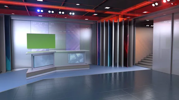 Virtual Studio News Backdrop Shows Wall Virtual News Studio Background — Stock Photo, Image