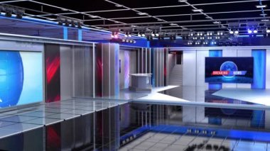 3D Sanal TV Stüdyo Haberleri, 3D Wall3D Sanal Haber Stüdyo Arkaplanı, Döngü TV Şovları için Arkaplan