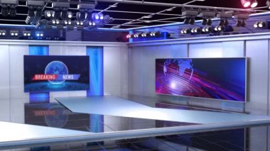 3D Sanal TV Stüdyo Haberleri, 3D Wall3D Sanal Haber Stüdyo Arkaplanı, Döngü TV Şovları için Arkaplan