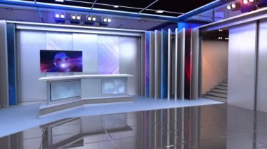 3D Sanal TV Stüdyo Haberleri, 3D Wall3D Sanal Haber Stüdyo Arkaplanı, Döngü TV Şovları için Arkaplan