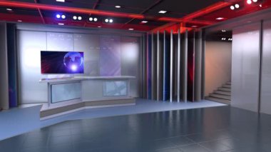 3D Sanal TV Stüdyo Haberleri, 3D Wall3D Sanal Haber Stüdyo Arkaplanı, Döngü TV Şovları için Arkaplan