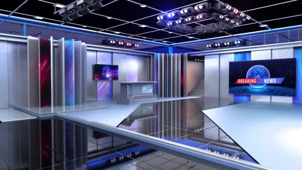 Новости Студии Virtual Фон Шоу Wall Virtual News Studio Background — стоковое видео