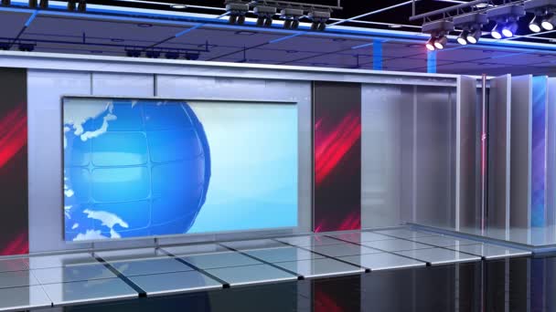 Virtual Studio News Backdrop Shows Wall Virtual News Studio Background — Stock Video