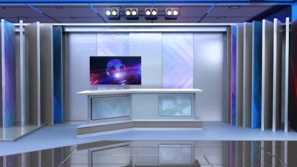 Virtual Studio Notizie Fondale Spettacoli Televisivi Sfondo Wall Virtual News — Video Stock