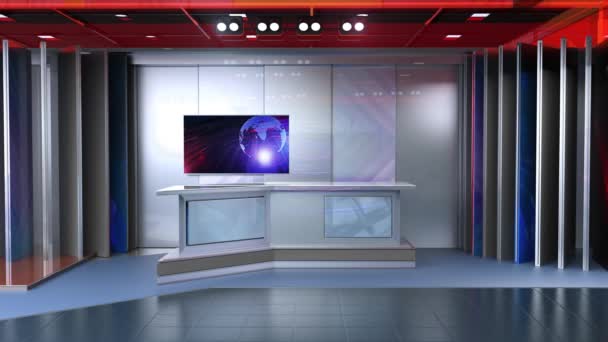 Virtual Studio News Backdrop Shows Wall Virtual News Studio Background — 图库视频影像