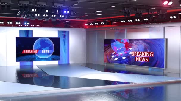 Virtual Studio Notizie Fondale Spettacoli Televisivi Sfondo Wall Virtual News — Video Stock