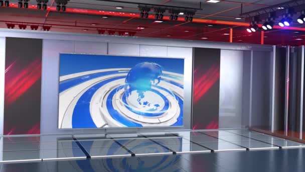 3D仮想テレビスタジオのニュース テレビ番組の背景 Wall 3D仮想ニューススタジオの背景 ループ — ストック動画