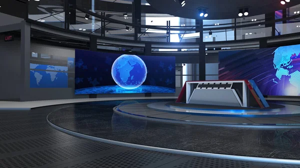 Virtual Studio Noticias Telón Fondo Para Programas Televisión Wall Virtual —  Fotos de Stock