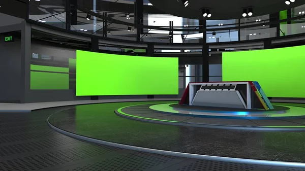 Virtual Studio News Backdrop Shows Wall Virtual News Studio Background — Stock Photo, Image