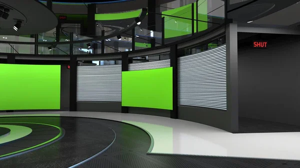 Virtual Studio News Backdrop Shows Wall Virtual News Studio Background — Stock Photo, Image