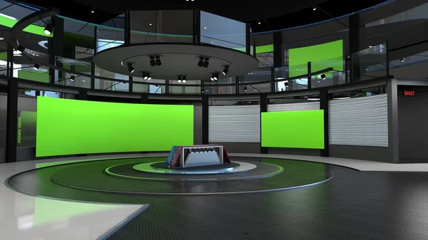 Virtual Studio News Backdrop Shows Wall Virtual News Studio Background — 图库照片