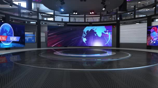 Virtual News Studio Background Loop Rendering Background Perfect Any Type — Stock Video