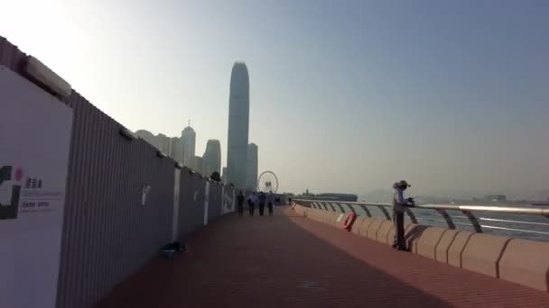Hong Kong, China, 01 November 2020: Hyperlapse of Wan Chai to Tamar park Central view at sunny day — Stock Video