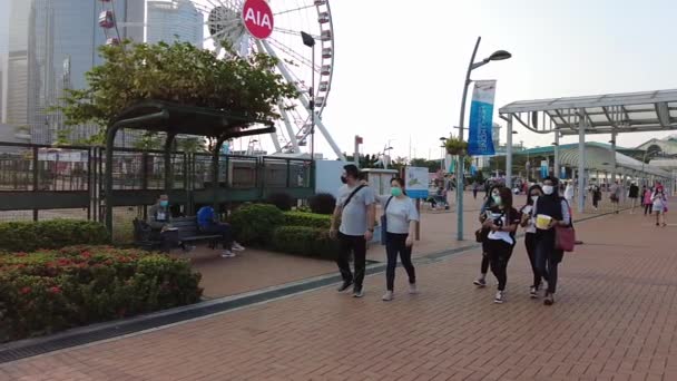 Hong Kong, China, 01 November 2020: Slow Moiton of Tamar park Cenral on victoria harbour Hong Kong, — 비디오