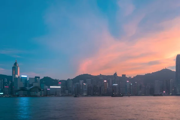 Wieżowce Hongkongu Zachodzie Słońca — Zdjęcie stockowe