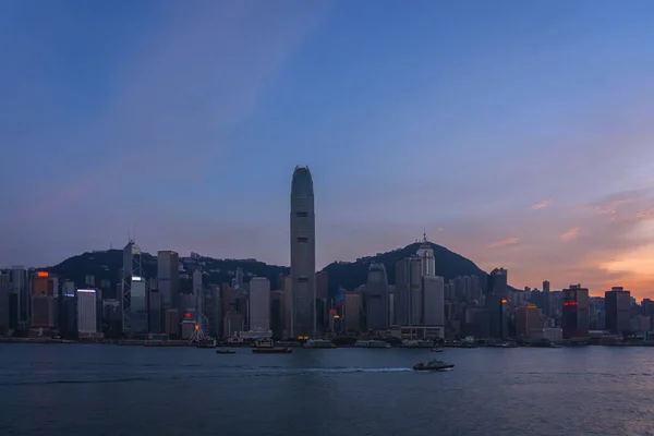 Wieżowce Hongkongu Zachodzie Słońca — Zdjęcie stockowe